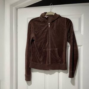 - - Musa vintage women ‘s hooded sweatshirt, Brown, size L, ziper on the f…